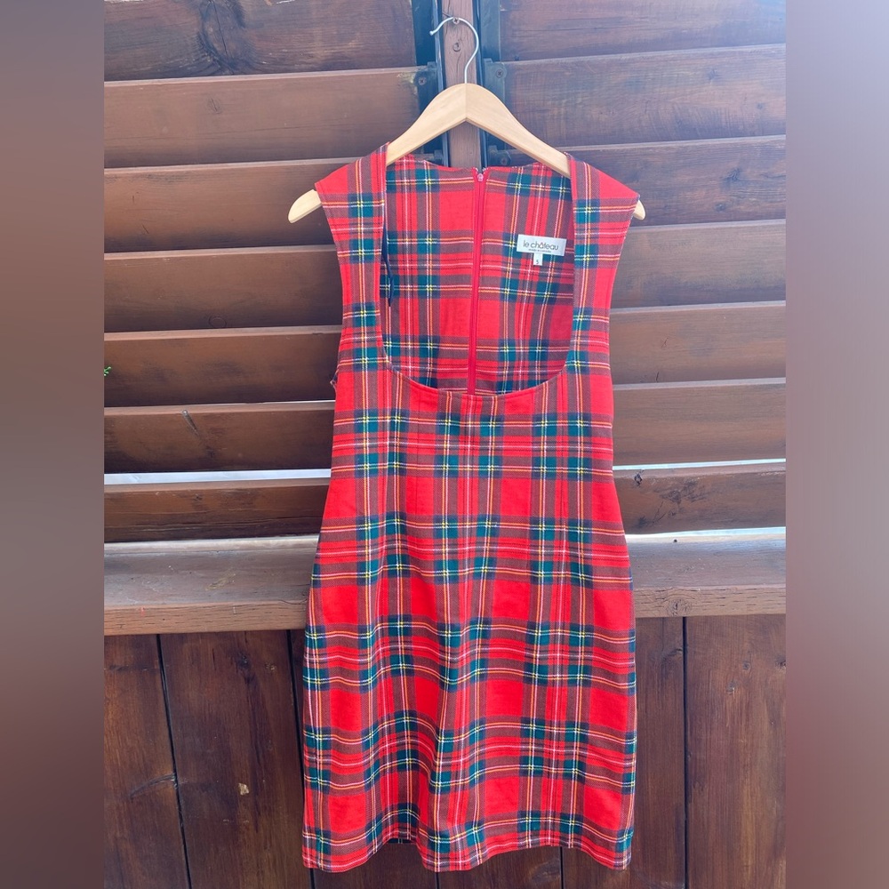 Le Chateau Red and Green Plaid Mini Dress